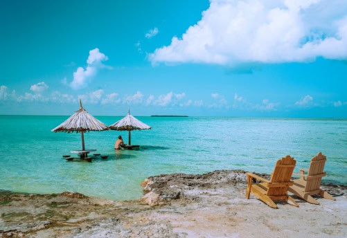 Beach with palm trees representing Belize location